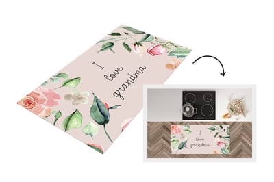 Keukenloper - Loper keuken - Spreuken - Quotes I Love Grandma - Oma - Moederdag - Bloemen - Cadeau - 120x60 cm - Keukenloper vinyl