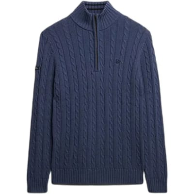 Superdry - Preppy Cable Half-Zip Trui Slanke Pasvorm - Heren - Sweaters