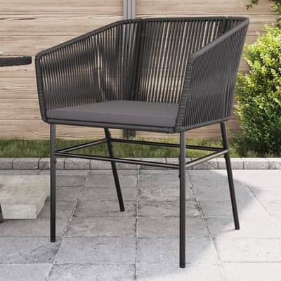 Tuinstoelen met kussens - Buitenstoelen Terrasstoelen - Buiten Zitten - Gepoeedercoat stalen frame - 2 stuks - Zwart