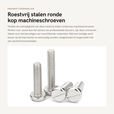 Dailygoods- Machineschroeven M5x8mm - Roestvrij Staal - Sleufschroeven - Bevestigingselementen - 20 Stuks - Slijtvast en Duurzaam - Schroeven