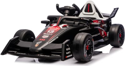 SUN BABY Porsche Bolid Quad Elektrische Kinderauto met Afstandsbediening - Accuvoertuig 12V - MP3 en USB - 2 Motoren - Voor Kinderen 3-5 Jaar - Zwart