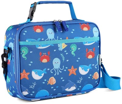 aladdien - Geïsoleerde lunchtas - Lichte tas voor school - Oceaan kleur - Verstelbare schouderriem - Ideaal voor kinderen - Duurzaam en praktisch