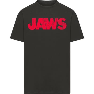 Merchcode Jaws - Distressed Logo Oversize Heren Tshirt - XS - Zwart