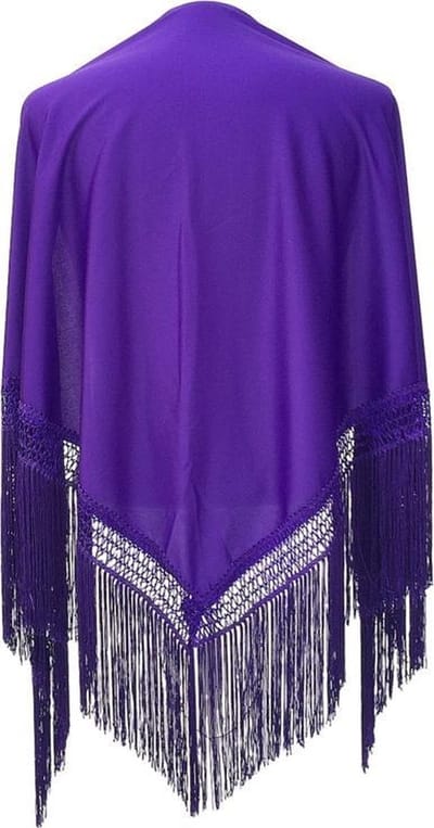 Spaanse manton  - omslagdoek - paars effen bij verkleedkleding of flamenco jurk