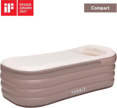 Tubble® Compact Opblaasbaar Bad - Beige - 200L - Klein Opvouwbaar Ligbad Volwassenen tot 170cm - Opgezet in 1 Minuut - Badkuip voor Binnen en Buiten - Home Spa - Ijsbad