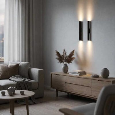 LUSENZ Wandlamp Brenzo bronzo m - Bronzen lichtstaaf met een minimalistisch design voor binnen - Excl. Lichtbron - Mini GU10 (MR11)