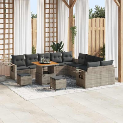 vidaXL - Tuinbank - Set - 13 - st - Grijs - poly - rattan