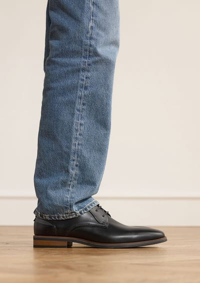 Van Lier - Heren - Zwarte leren veterschoenen - Maat 40