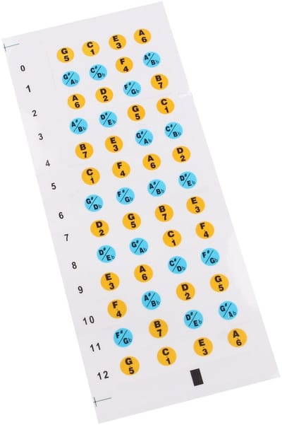 Dailygoods- Ukulele Fretboard Decals - Kleurgecodeerde Frets Stickers - 13 Vinyl Toets Stickers - Slijtvast Materiaal - Eenvoudig te Installeren - Ultrathin 0,05 mm - Ukelele Stickers