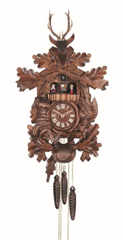 Engstler - 738/8_MT - Koekoeksklok - 8-daags kettinguurwerk - Notenhout - met muziek met dansend paar - 54 cm
