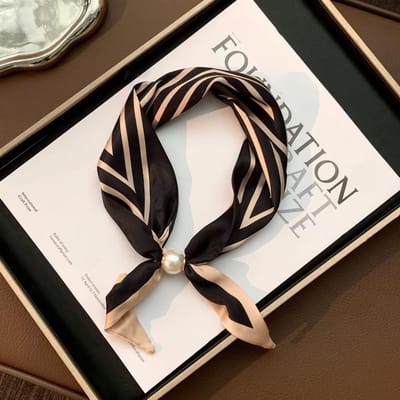 Elegante Parel Magnetische Sjaal Dames Zomer Veelzijdig Ademend Neckerchief Mode Accessoire Nekwikkel Sjaals One Size black