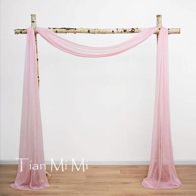 Tissu drapé pour arche de mariage de 6 à 10 mètres, en mousseline de soie transparente, rideau en tulle, drapé, fournitures de fête, décoration de cérémonie 6 Meters x 74cm white