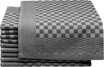 Set van 10 zwarte theedoeken van katoen, 46 x 70 cm, absorberend en duurzaam
