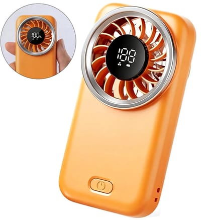 Mini USB-C handventilator, ultralicht en draagbaar, 5 windsnelheden, een must-have voor op reis en woon-werkverkeer, oranje.