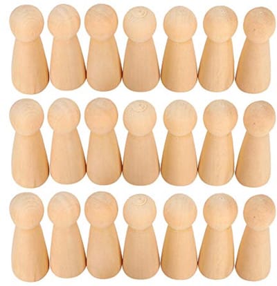 Houten peg dolls set - 20 stuks - ongeverfd figuren - perfect voor DIY decoratie - ShopVlot