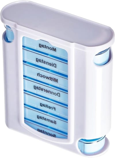 Tablettenbox voor 7 dagen met 4 vakken per dag, BPA-vrije pillendoos voor medicatie en supplementen, zwart kunststof