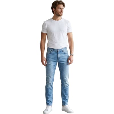 Boss Herenjeans van Maine Denim met taps toelopende pijpen en slank model (Medium Blauw)