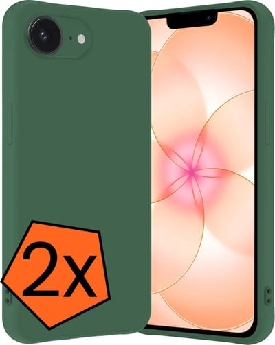 Hoes - 2 Stuks - Geschikt voor Apple iPhone 17e - Sterk & Shockproof - Case Siliconen - Back Cover - Telefoon Hoes - Donkergroen