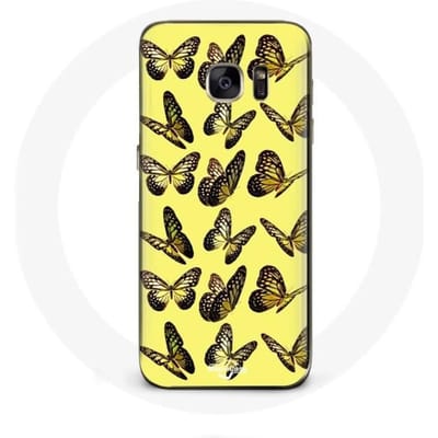 Hoesje - Samsung - Galaxy S7 - Vlinders - Geel - Flexibel geel
