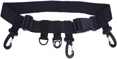 Visriem - Verstelbare en multifunctionele riem voor surfcasting, kajakken en vliegvissen - Zwart - Ophanghaak - Comfortabel en praktisch - Duurzame visaccessoires.