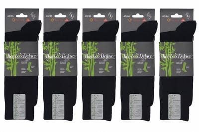 Heren deluxe - bamboe sokken mét Invista lycra - stevige & zachte heren bamboe sok - 5 paar - zwart - 40/46