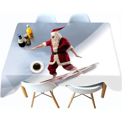 Verdikt Katoen Kerst Tafelkleed Kerstman Bij Openhaard Patroon Rechthoekig Rond Tafelkleed Voor Bruiloft Picknick Feest 60 X 60CM