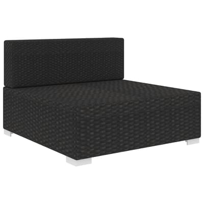 vidaXL - Tuinstoel - met - kussens - middensectie - poly - rattan - zwart