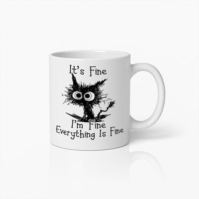 Grappige "Het Is Prima, Ik Ben Prima, Alles Is Prima" Koffiemok met Eigenzinnig Cartoon Ontwerp