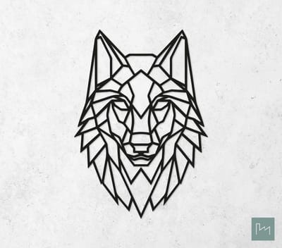 Laserfabrique Wanddecoratie - Geometrische Vos - Medium - Zwart - Geometrische dieren en vormen - Houten dieren - Muurdecoratie - Line art - Wall art