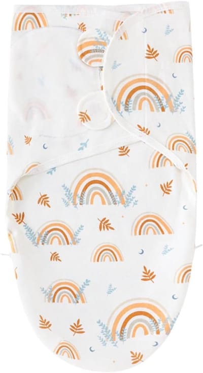 Baby Swaddle - Wikkeldoek Baby - Rustige Slaap - 100% Katoen - 73 x 50 cm - Kaki Regenboog