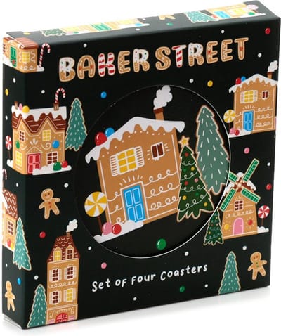 Onderzetters Set 4 Stuks - Gingerbreadhouse Baker Street - Rond - 10x10cm