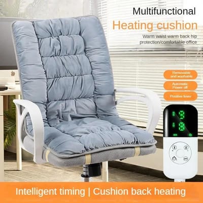 Coussin Chauffant Électrique Coussin Chauffant Siège Chauffant Dossier de Chaise de Bureau Tapis Thermostatique Intégré Température Réglable 3 Vitesses 220V