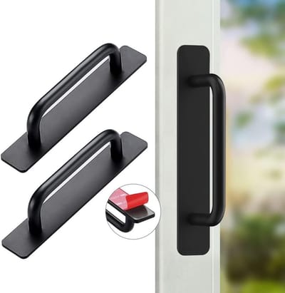 Aluminium Kastgrepen 147mm - Set van 2 Zelfklevende Deurgrepen voor Keuken, Kasten en Balkondeuren - Zwart