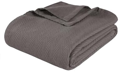 Katoenen thermische deken - All-season oversized geweven visgraat patroon - Twin size