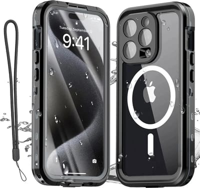 DrPhone AquaShield – Waterdichte Telefoonhoes – IP68 Waterdicht – 360° Bescherming – Geschikt Voor Magnetische Ring - Geschikt Voor iPhone 16 Plus - Zwart