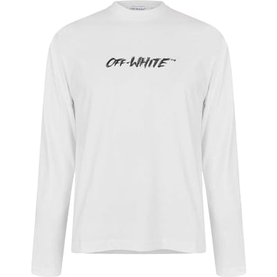 Off White Lichtgewicht T-shirt met lange mouwen voor heren (Wit)