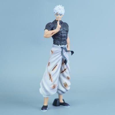 23cm Jiu Jitsu Kaisen Cartoonfiguur Gojo Satoru Gebeeldhouwd Driehoofdige Gk Handgemaakt Model Verzameling Ornamenten Verzameling Cadeaus. white