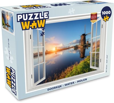 Puzzel Doorkijk - Water - Molen - Legpuzzel - Puzzel 1000 stukjes volwassenen