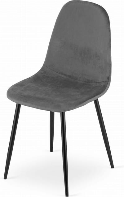 COMO Stoel - Donkergrijs, Velvet Bekleding, Zwarte Metalen Poten, Tijdloos Ontwerp en Ergonomisch Comfort voor Woonkamer, Keuken, Slaapkamer en Kantoor, Max. 120 kg