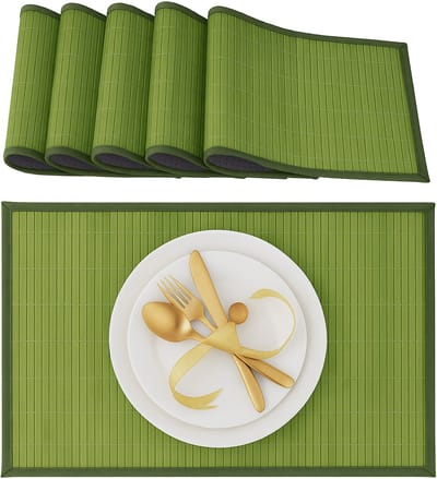 24x placemat groen - afwasbaar - bamboe onderleggers - tafelonderleggers - stof