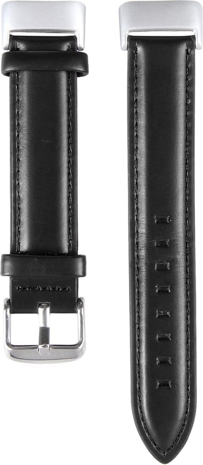 By Qubix - Compatible Fitbit bandje - Geschikt voor Fitbit Charge 5 - Fitbit Charge 6 bandje - Echt leer - Zwart - Horlogeband - smartwatchbandje