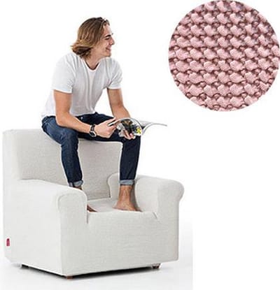 Belmarti® Fauteuilhoes Milos 70cm tot 110cm breed- Roze - Stoelhoes voor fauteuil - Premium Belmarti® kwaliteit -Extreme stretch