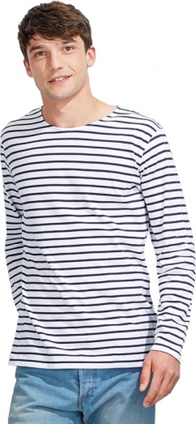 Sols Matrozen/dorus t-shirt - wit/blauw - heren M