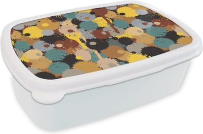 Broodtrommel Wit - Lunchbox - Brooddoos - Paintball - Camouflage - Patronen - Verf - 18x12x6 cm - Volwassenen