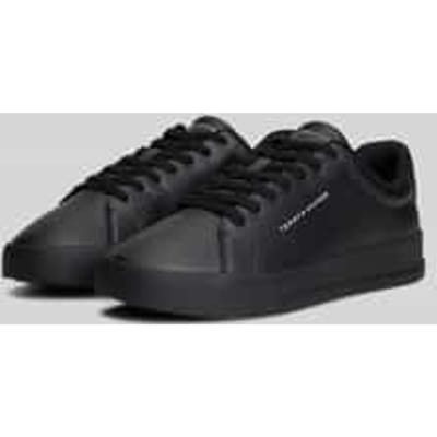 Sneakers van mix van leer en textiel met labelopschrift