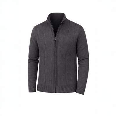 Zakelijk Heren Vest - Gebreid - Trui - Rits - Hoge Kraag - Grijs