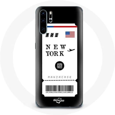 Hoesje voor Huawei P30 - Vliegticket New York - Flexibel - Bescherming - Gemengd