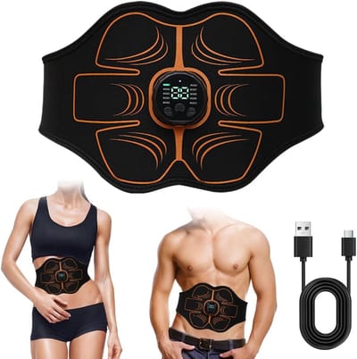 EMS buikspiertrainer - elektrisch, EMS trainingsapparaat buiktrainer voor thuis spierstimulatie, 10 modi & 30 intensiteiten, USB-oplaadbaar, buikspierriem voor mannen en vrouwen