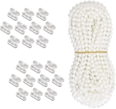 Witte rolketting 10 meter 4,5 mm - vervanging voor rolgordijnen en jaloezieën
