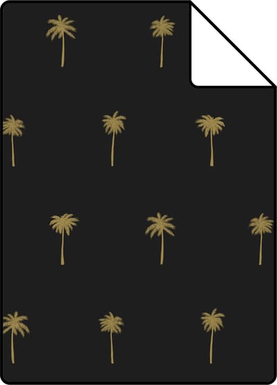 Proefstaal ESTAhome behang palmbomen zwart en goud - 26.5 x 21 cm - 139161-S